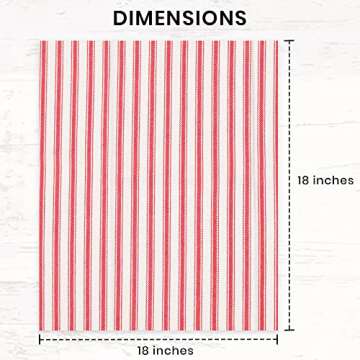 Candy Cottons Cloth Napkins Pk of 6 |Spring Easter Basket Decor Christmas Washable Cotton Dinner Cloth Napkins|Red And White French Stripes 18x18 In Kitchen Party Hotel BBQ Restaurant Dinner Napkins