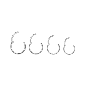 4Pairs 18G Surgical Steel Hinged Clicker Segment Nose Rings Hoop Helix Cartilage Daith Tragus Sleepe...