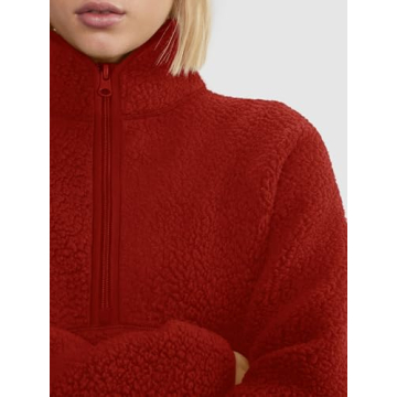 LASLULU Sherpa Half Zip Pullover - Trendy & Warm