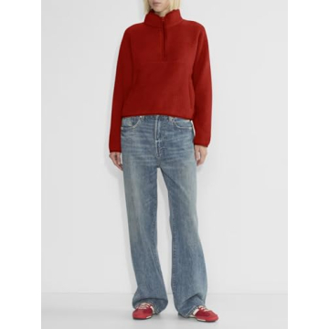 LASLULU Sherpa Half Zip Pullover - Trendy & Warm