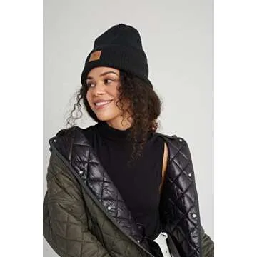 Grace Eleyae Women's Adjustable Winter Warm Satin Lined High Top Beanie Hair Care Hat, Black