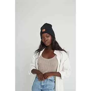 Grace Eleyae Women's Adjustable Winter Warm Satin Lined High Top Beanie Hair Care Hat, Black