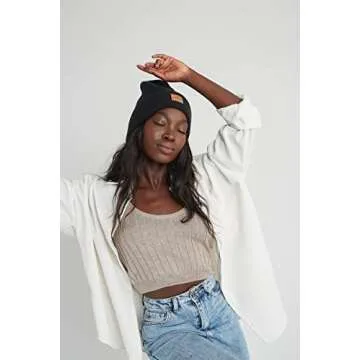 Grace Eleyae Women's Adjustable Winter Warm Satin Lined High Top Beanie Hair Care Hat, Black