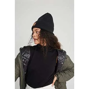 Grace Eleyae Women's Adjustable Winter Warm Satin Lined High Top Beanie Hair Care Hat, Black