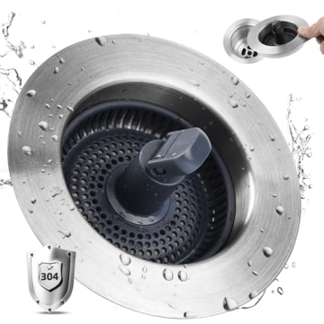 Upgraded Stainless Steel Kitchen Sink Drain Strainer, 3-in-1 Pop Up Sink Stopper for Clog-Free Kitch...