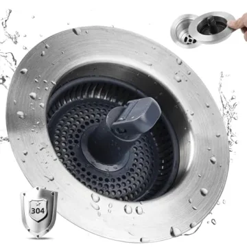 Upgraded Stainless Steel Kitchen Sink Drain Strainer, 3-in-1 Pop Up Sink Stopper for Clog-Free Kitch...