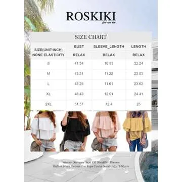 ROSKIKI Women Summer Off Shoulder Blouses Ruffles Falbala Short Sleeves Sexy Tops Casual T Shirts