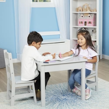 Melissa & Doug Kids Wooden Table & Chairs Set - Gray