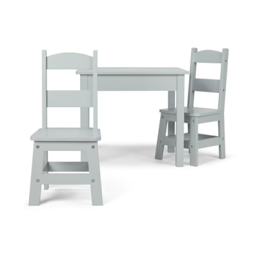 Melissa & Doug Kids Wooden Table & Chairs Set - Gray