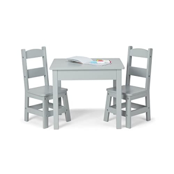 Melissa & Doug Kids Wooden Table & Chairs Set - Gray