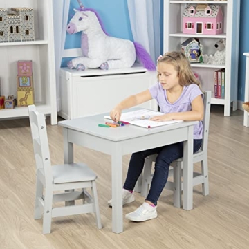 Melissa & Doug Kids Wooden Table & Chairs Set - Gray