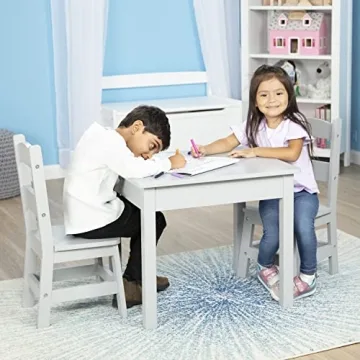 Melissa & Doug Kids Wooden Table & Chairs Set - Gray