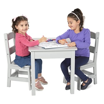 Melissa & Doug Kids Wooden Table & Chairs Set - Gray