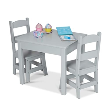 Melissa & Doug Kids Wooden Table & Chairs Set - Gray