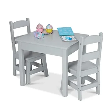 Melissa & Doug Kids Wooden Table & Chairs Set - Gray