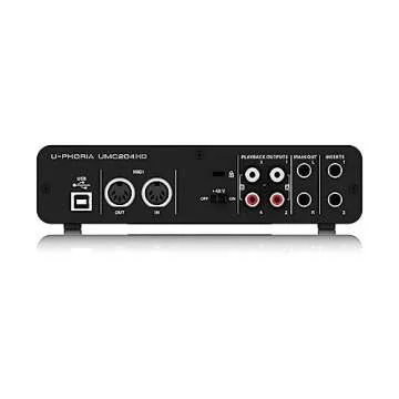 Behringer U-Phoria UMC204HD Audiophile 2x4 USB Audio/MIDI Interface with MIDAS Mic Preamplifiers, 24-Bit/192kHz Resolution