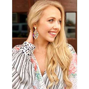 Stylish Acrylic Leaf Drop Earrings for Women Fashion