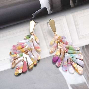 Stylish Acrylic Leaf Drop Earrings for Women Fashion
