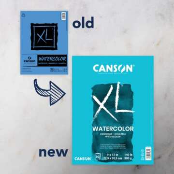 Canson XL Series Watercolor Pad, Heavyweight White Paper, Side Wire Binding, 30 Sheets, 9x12 inch