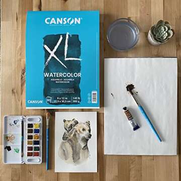 Canson XL Series Watercolor Pad, Heavyweight White Paper, Side Wire Binding, 30 Sheets, 9x12 inch