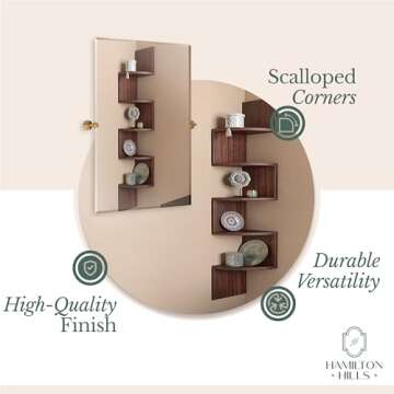 Hamilton Hills Frameless 24 x 36 Inch Pivot Bathroom Mirror - Tilting Rectangular Wall Mirror with Gold Rounded Brackets - Wall-Mounted Vanity and Shower Decor