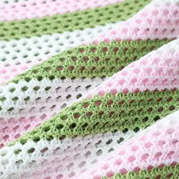 Mistshopy Women Vintage Square Crochet Knitted Dress Halter Neck Hollow Out Striped Mini Dresses Fashion Crocheting Streetwear (#5-Green, S)