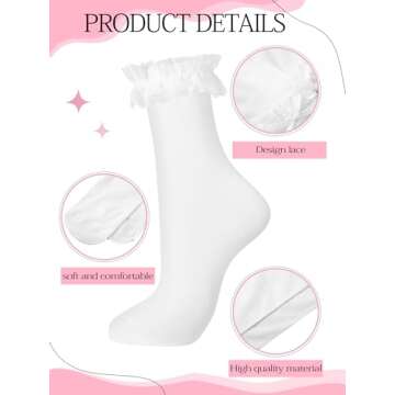 Fourluoo 6 Pairs Women's Ankle Lace Socks - Stylish & Breathable