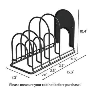Heavy Duty Pan Organizer for Cast Iron Pot Rack Storage for Cabinet 5 Tier Skillet Holder for Kitchen-Holds 5qt/7qt Dutch Oven,8”10”12” Skillet-Matte Black