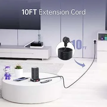 Surge Protector Power Strip Tower,10FT Extension Cord with Multiple Outlets, 12 AC 4 USB (1 USB C)，Mini Power Strip with USB Ports, Surge Protector Tower Overload Protection for Office, Desk