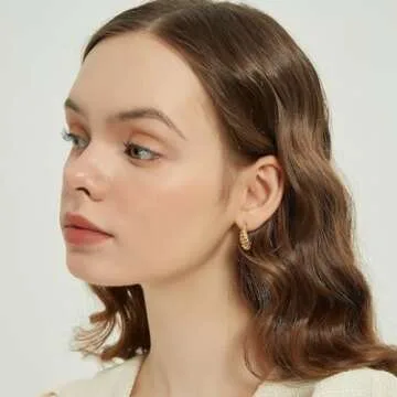 Gold Hoop Earrings Set 14k Real Gold Plated Huggie Earrings Hypoallergenic Chunky Twisted Thick Jewelry for Multiple Piercing Christmas Gift for Women