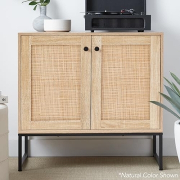 2-Door Rattan Storage Cabinet for Stylish Storage