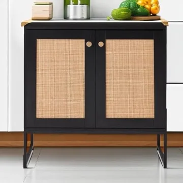 2-Door Rattan Storage Cabinet for Stylish Storage