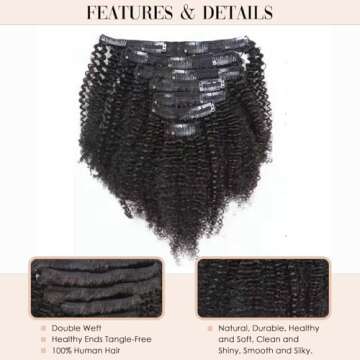Caliee Afro Kinky Curly Clip in Hair Extension Human Hair Double Weft Brazilian Unprocessed Remy Nat...