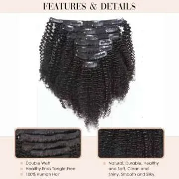 Caliee Afro Kinky Curly Clip in Hair Extension Human Hair Double Weft Brazilian Unprocessed Remy Nat...