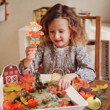 VMNlooking Fall Sensory Bin for Kids, Autumn Leaves Sensory Bin Toys for Preschoolers Fine Motor Toys(Orange)