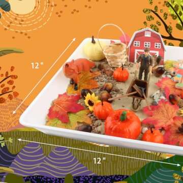 VMNlooking Fall Sensory Bin for Kids, Autumn Leaves Sensory Bin Toys for Preschoolers Fine Motor Toys(Orange)