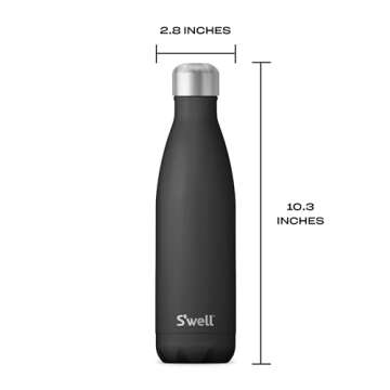 S'well Stainless Steel Water Bottle, 17oz, Onyx, Triple Layered Vacuum-Insulated Containers Keeps Drinks Cold for 36 Hours and Hot for 18, BPA Free, Perfect for On the Go