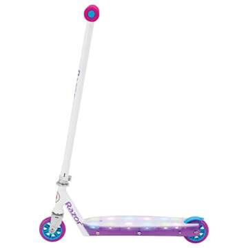 Razor Party Pop Kick Scooter for Kids Ages 6+ - 12 Multi-Color LED Lights, Urethane Wheels, Rear Fender Brake, For Riders up to 143
