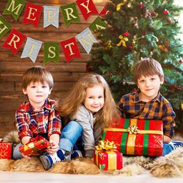 AnyDesign Merry Christmas Glitter Felt Banner for Holiday Decor