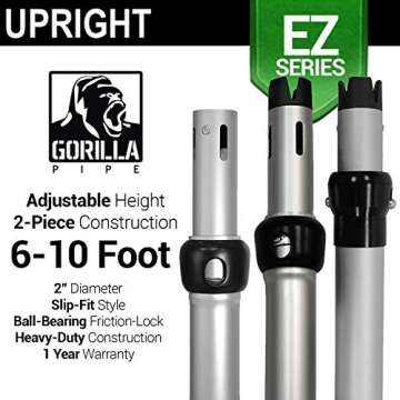 6ft to 10ft Tall - EZ Series - Pipe and Drape Adjustable Upright - A Slip-Lock Collar for Backdrops,...