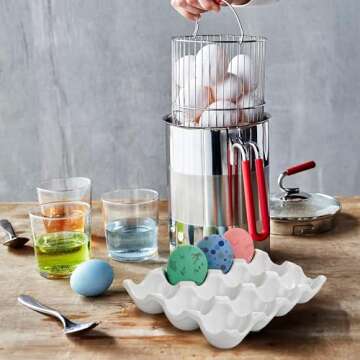 HIC Kitchen Egg Crate, Fine White Porcelain, Holds 1 Dozen Eggs