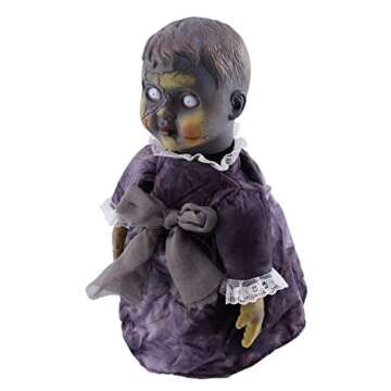 NUOBESTY Haunted House Decoration Prop Voice Control Doll Light Up Doll Halloween Party Decoration W...