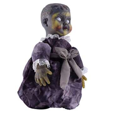 NUOBESTY Haunted House Decoration Prop Voice Control Doll Light Up Doll Halloween Party Decoration Without Battery Black Grey