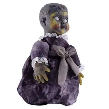 NUOBESTY Voice-Control Haunted Doll for Halloween Decor