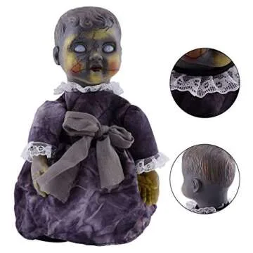NUOBESTY Voice-Control Haunted Doll for Halloween Decor