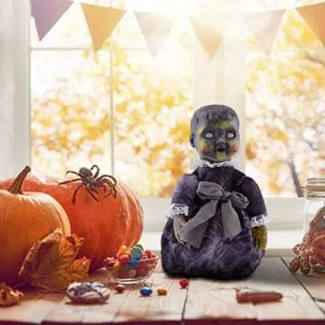NUOBESTY Voice-Control Haunted Doll for Halloween Decor