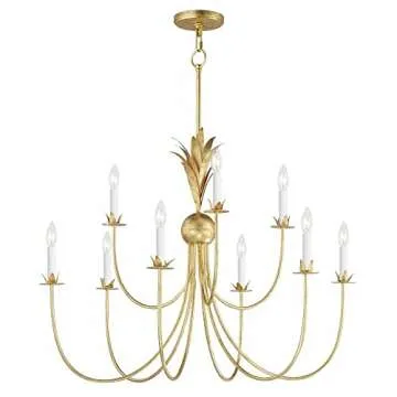 Maxim Paloma - 9 Light Chandelier-28 Inches Tall and 36 Inches Wide-Gold Leaf Finish -Traditional Installation