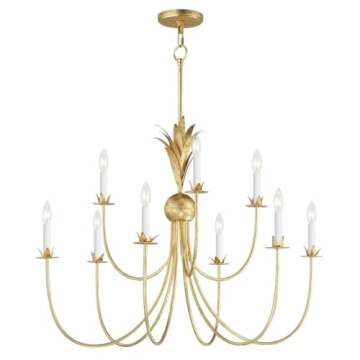 Maxim Paloma - 9 Light Chandelier-28 Inches Tall and 36 Inches Wide-Gold Leaf Finish -Traditional Installation