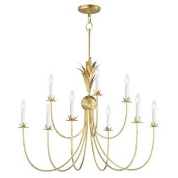 Maxim Paloma - 9 Light Chandelier-28 Inches Tall and 36 Inches Wide-Gold Leaf Finish -Traditional Installation