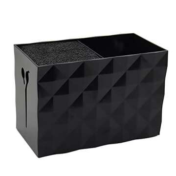 Salon Barber Scissors Shear Holder Rack for Hairdressers, Scissor Storage Case Keeper Modern Hairdressing Combs Clips Desktop Desk Organizer Accessories for Babers Station Office Home - Black